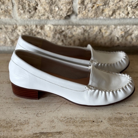 Maryam Nassir Zadeh x J Crew White Leather Heels Loafers Moccasin Size 7 - Picture 1 of 9